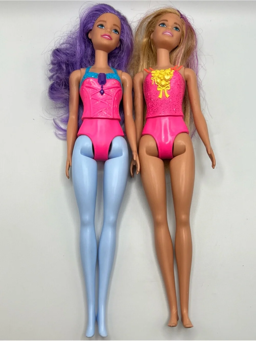 Barbie Dreamtopia Princess Doll Lot Two Dolls Purple Blonde Hair Leotards